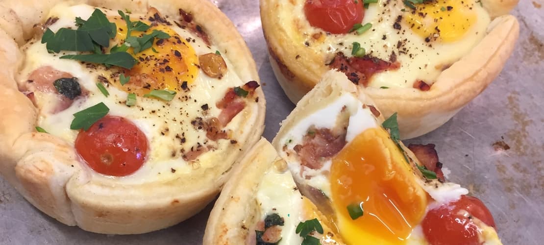 egg and bacon pies